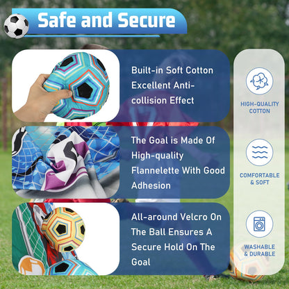 VATOS Toy Soccer Ball Game Set for Boys and Girls, Indoor Outdoor Backyard Toss Soccer Goal Game with 2 Balls, 1 Flannel Target, Soccer Toys for 3-5 6-8 8-12 Years Old Kids Birthday