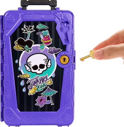 Monster High Skulltimate Secrets Draculaura Doll and Accessories Set, Destination: Gore-geous Oasis with Suitcase and 19+ Surprises Like Clothes