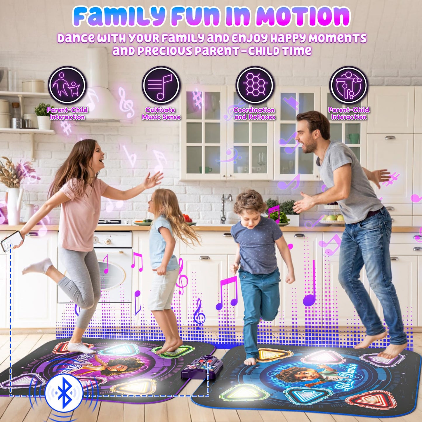Dance Mat for 3-12 Year Old Girls, Electronic Dance Pad with 8 Button & Wireless Bluetooth, Music Dance Toy Birthday Xmas Gifts for Kids 3 4 5 6 7 8 9 10+ Year Old
