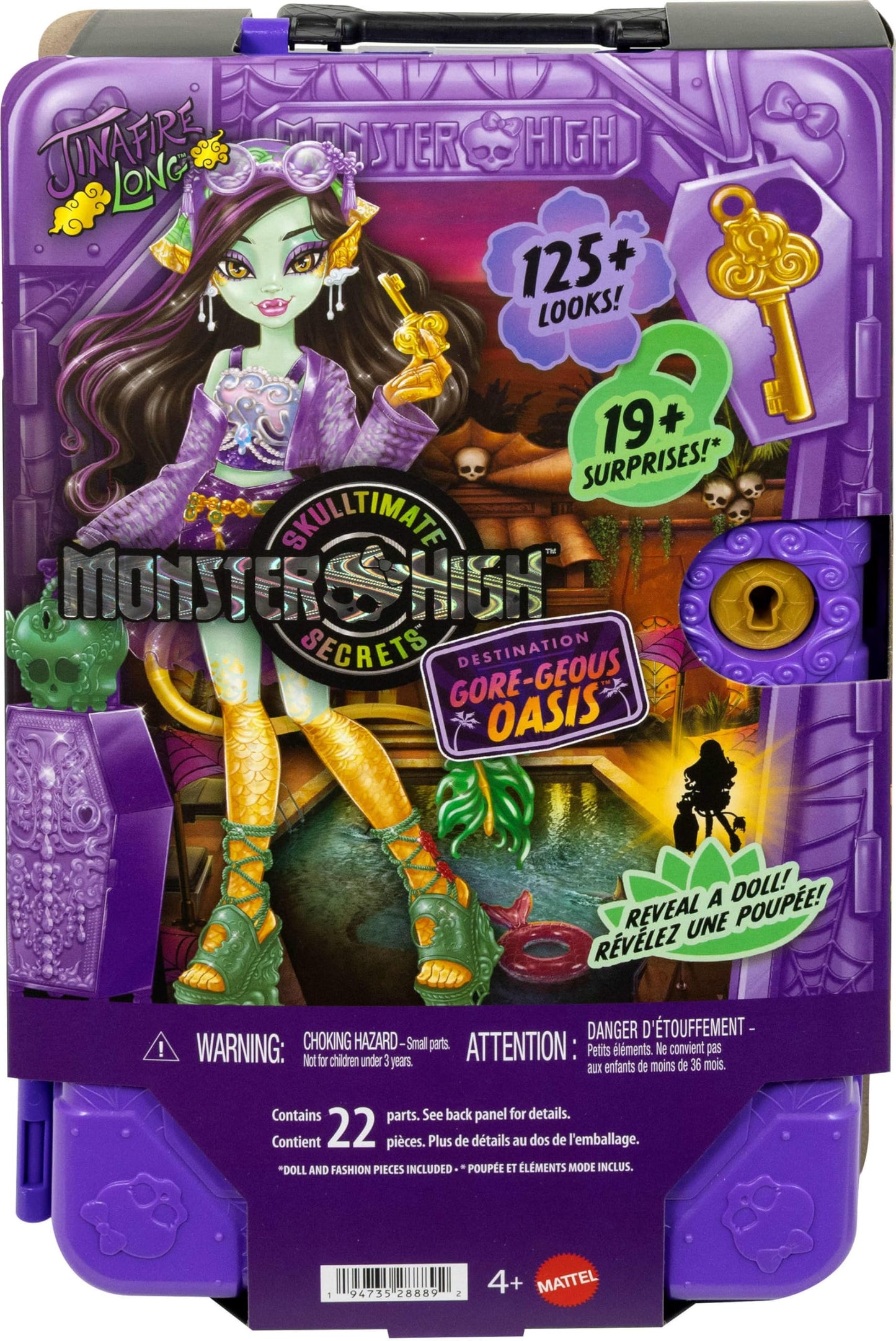 Monster High Skulltimate Secrets Draculaura Doll and Accessories Set, Destination: Gore-geous Oasis with Suitcase and 19+ Surprises Like Clothes