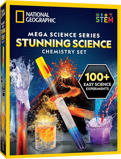 Stunning Chemistry Set - Mega Science Kit with 100+ Easy Experiments- Make a Volcano and Launch a Rocket, STEM Projects for Kids Ages 8-12, Science Toys (Amazon Exclusive)