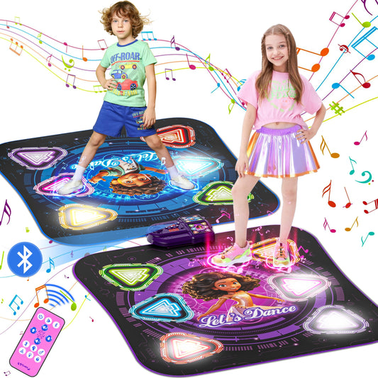Dance Mat for 3-12 Year Old Girls, Electronic Dance Pad with 8 Button & Wireless Bluetooth, Music Dance Toy Birthday Xmas Gifts for Kids 3 4 5 6 7 8 9 10+ Year Old