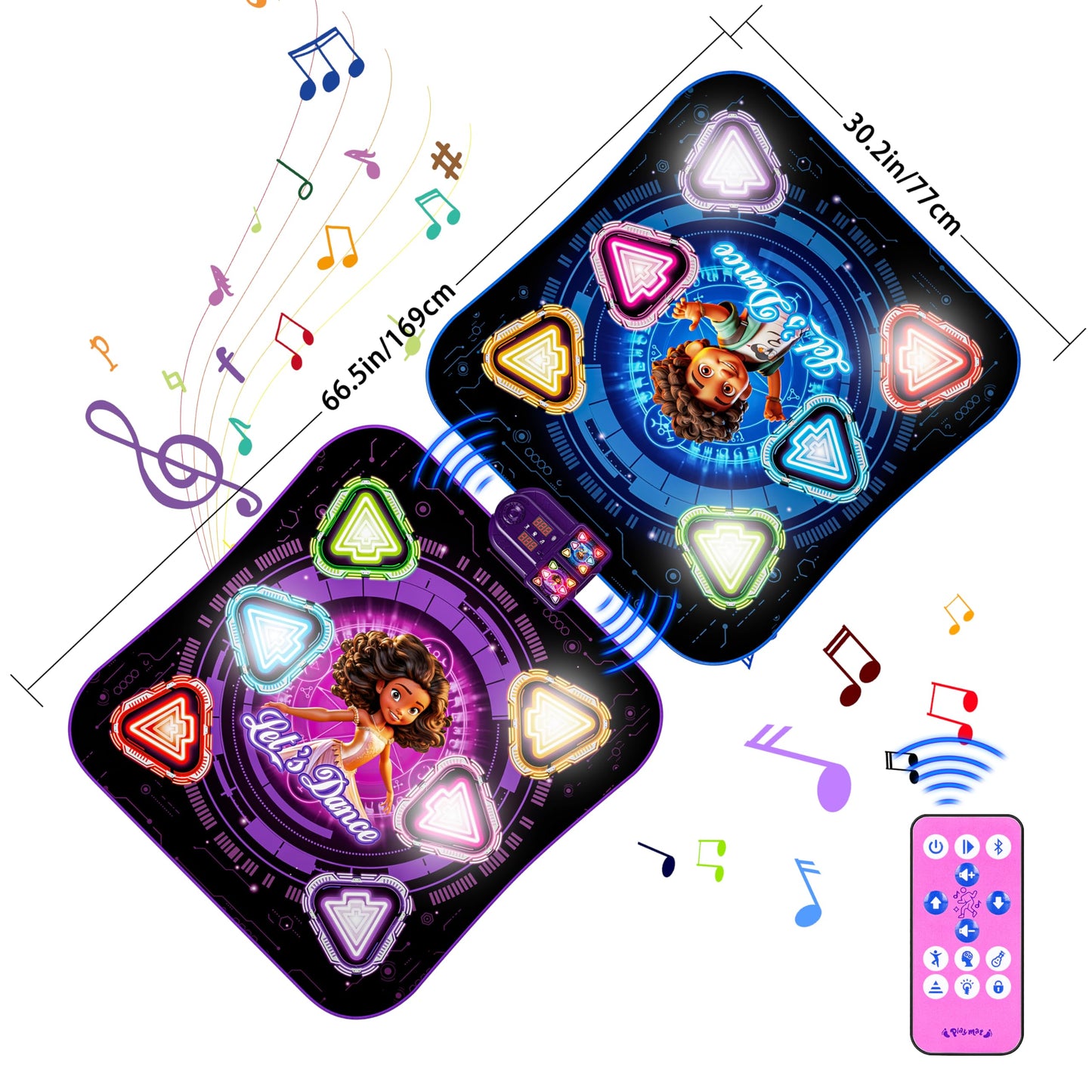 Dance Mat for 3-12 Year Old Girls, Electronic Dance Pad with 8 Button & Wireless Bluetooth, Music Dance Toy Birthday Xmas Gifts for Kids 3 4 5 6 7 8 9 10+ Year Old