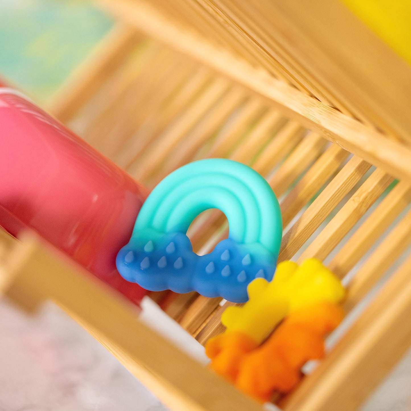 Bright Starts Grab & Spin Baby Rattle & BPA-Free Teether Toy, Ages 3 Months+