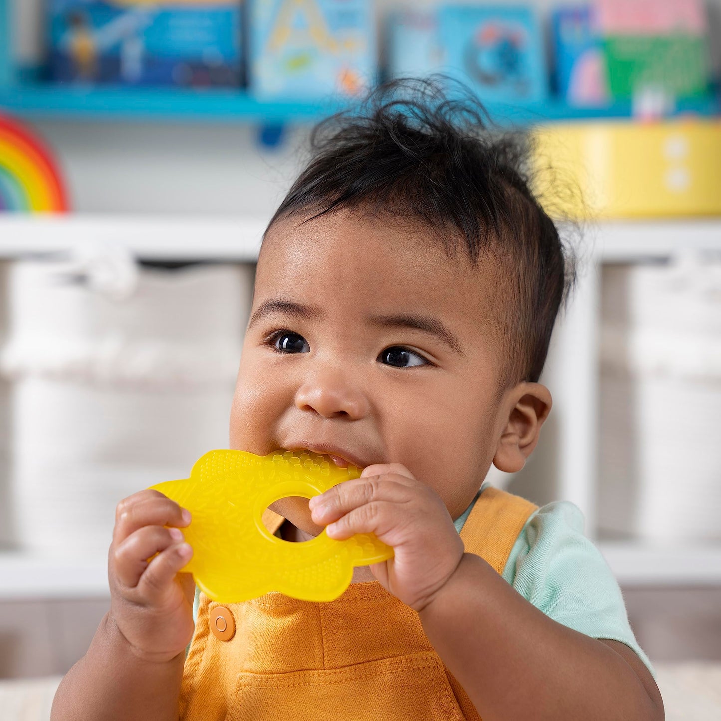 Bright Starts Grab & Spin Baby Rattle & BPA-Free Teether Toy, Ages 3 Months+