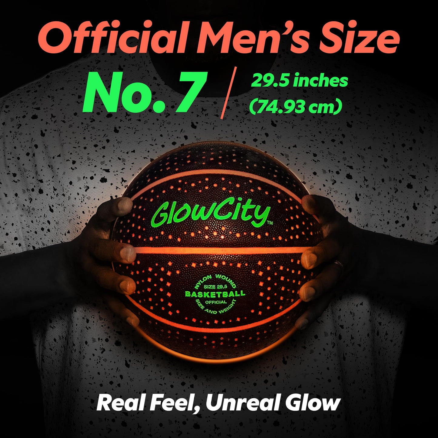 GlowCity Glow in The Dark Basketball for Teen Boy - Glowing Red Basket Ball, Light Up LED Toy for Night Ball Games - Sports Stuff & Gadgets for Kids Age 8 Years Old and Up. Great Gift for Boys & Girls