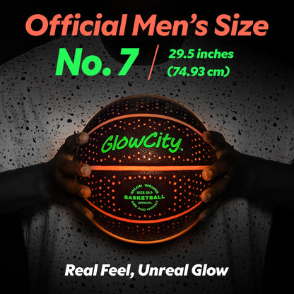 GlowCity Glow in The Dark Basketball for Teen Boy - Glowing Red Basket Ball, Light Up LED Toy for Night Ball Games - Sports Stuff & Gadgets for Kids Age 8 Years Old and Up. Great Gift for Boys & Girls