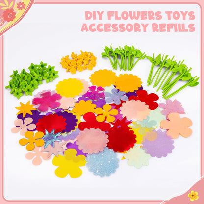 Fabric Flower Bouquets Toys, DIY Craft Kits Toys for Kids - Flower Market Toy, Build Your Flower Bouquet, Arts & Crafts for 4 5 6 7 8 Year Toddler Girl, Educational Activity Preschool B-Day Gifts